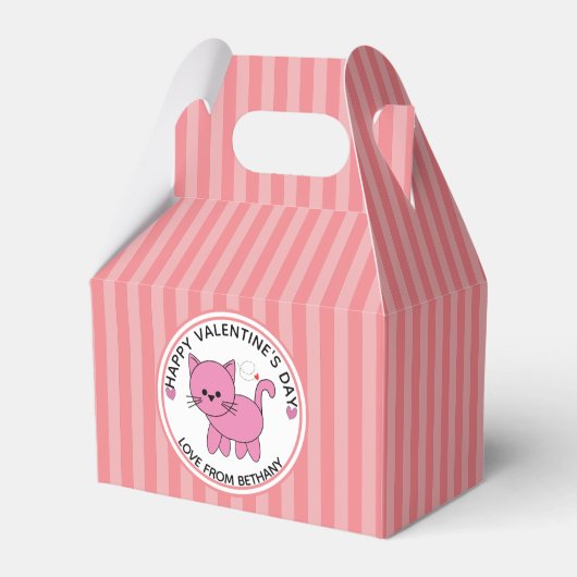Roze kat Valentijn Bedankdoosjes (Voorkant Zijde)