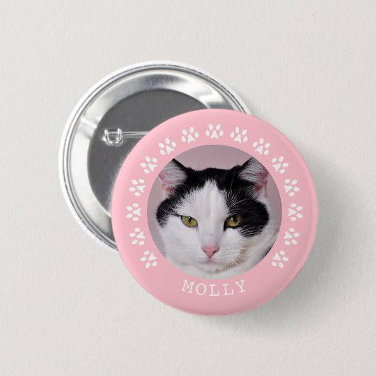 Roze kat Verf Drukt Lijst Pet Foto Ronde Button 5,7 Cm (Voorkant /achterkant)