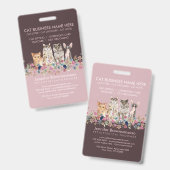 Roze Kat Zit Verzorgend Badge (Voor- en achterkant)