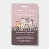 Roze Kat Zit Verzorgend Badge (Achterkant)