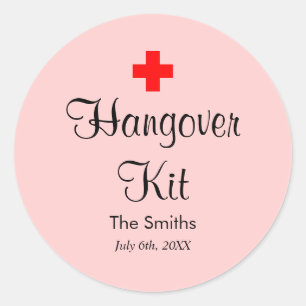 Roze katerkit moderne trouwgunststicker ronde sticker