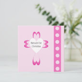 Roze katholieke doop dankkaart voor meisjes kaart (Staand voorkant)