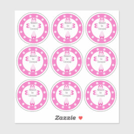 Roze katholieke doopstickers voor meisjes sticker