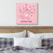 Roze katje met Violin Canvas Afdrukken (Insitu (Slaapkamer))