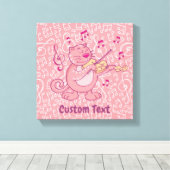 Roze katje met Violin Canvas Afdrukken (Insitu (Houten vloer))