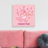 Roze katje met Violin Canvas Afdrukken (Insitu (Woonkamer))