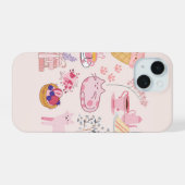 Roze Katjes Gezelligheid iPhone 15 Case (Achterkant horizontaal)