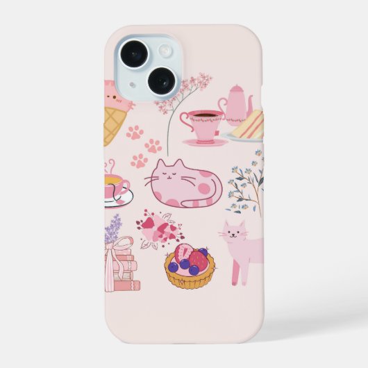 Roze Katjes Gezelligheid iPhone 15 Case (Achterkant)