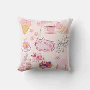 Roze Katjes Gezelligheid Kussen