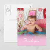 Roze Katoen Snoep: Afbeelding Dank u Briefkaart (Voorkant / Achterkant)