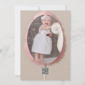 Roze Katoen Snoep Goud Confetti 1e Verjaardag Part Kaart (Achterkant)