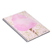 Roze Katoen Snoep & Goud Confetti Girly Sparkle Notitieboek (Rechterzijde)