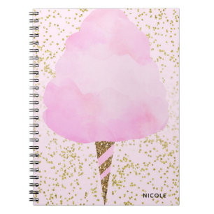 Roze Katoen Snoep & Goud Confetti Girly Sparkle Notitieboek