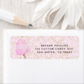 Roze Katoen Snoep & Goud Confetti Verjaardagsfeest Etiket (Insitu)