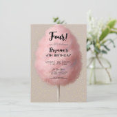 Roze Katoen Snoep Goud Confetti Verjaardagsfeest Kaart (Staand voorkant)