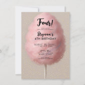 Roze Katoen Snoep Goud Confetti Verjaardagsfeest Kaart (Voorkant)