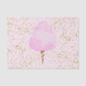 Roze Katoen Snoep & Goud Confetti Verjaardagsfeest Tissuepapier (Voorkant)