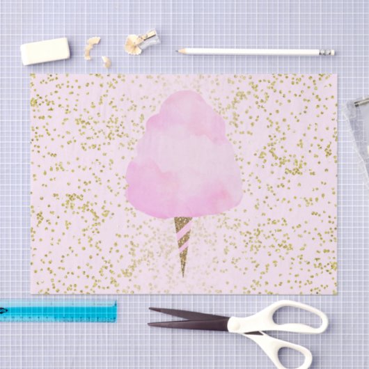 Roze Katoen Snoep & Goud Confetti Verjaardagsfeest Tissuepapier (Craft)