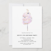 Roze Katoen Snoep met Gouden Sparkle Verjaardagsfe Kaart (Voorkant)