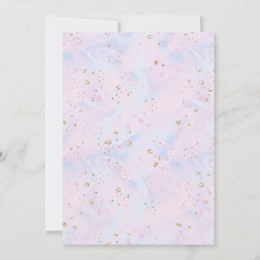 Roze Katoen Snoep met Gouden Sparkle Verjaardagsfe Kaart (Achterkant)