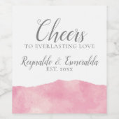 Roze Katoen Snoep Waterverf Bruiloft Wijn Label Wijn Etiket (Enkel label)