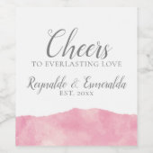 Roze Katoen Snoep Waterverf Bruiloft Wijn Label Wijn Etiket (Enkel label)