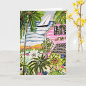 Roze katoen van Bay I Kaart (Gele Bloem)