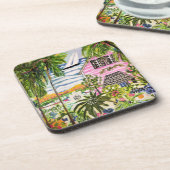 Roze katoen van de bay I Bier Onderzetter (Linkerzijde)