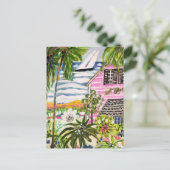 Roze katoen van de bay I Briefkaart (Staand voorkant)