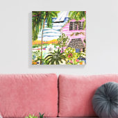 Roze katoen van de bay I Canvas Afdruk (Insitu (Woonkamer))