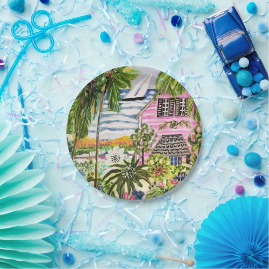 Roze katoen van de bay I Papieren Bordje (Feest)