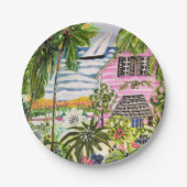 Roze katoen van de bay I Papieren Bordje (Voorkant)