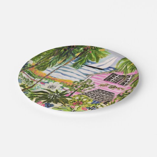 Roze katoen van de bay I Papieren Bordje (Gekanteld)