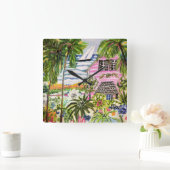 Roze katoen van de bay I Vierkante Klok (Huis)