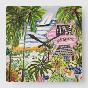 Roze katoen van de bay I Vierkante Klok