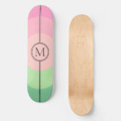 Roze katoenachtig Snoep Mint Monogram Girly Persoonlijk Skateboard (Voorkant)