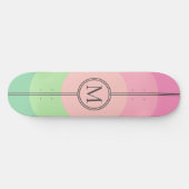 Roze katoenachtig Snoep Mint Monogram Girly Persoonlijk Skateboard (Horizontaal)