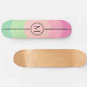 Roze katoenachtig Snoep Mint Monogram Girly Persoonlijk Skateboard (Horizontaal)