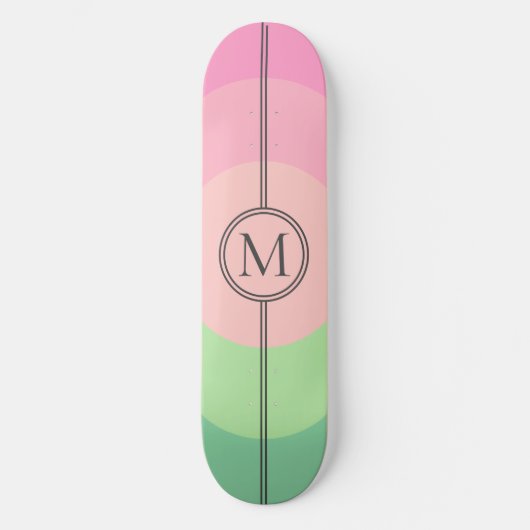 Roze katoenachtig Snoep Mint Monogram Girly Persoonlijk Skateboard (Voorkant)