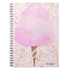 Roze katoenen candy en gouden confetti meisjesacht notitieboek