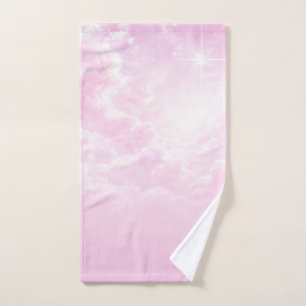 Roze Katoenen Candy Wolken Sterrenhemel Bad Handdoek