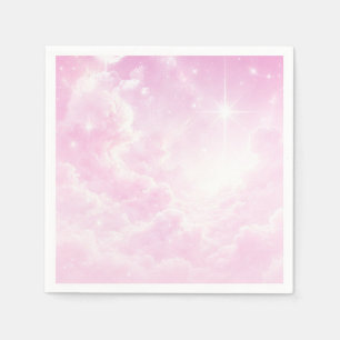 Roze Katoenen Candy Wolken Sterrenhemel Verjaardag Servet