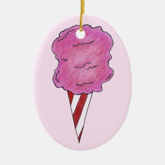 Roze katoenen Snoep Spun Sugar Candyfloss Carnaval Keramisch Ornament (Voorkant)