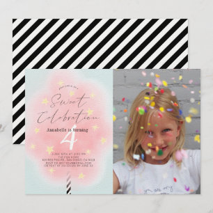 Roze katoenen Snoep Sweet Girl Birthday Foto Kaart