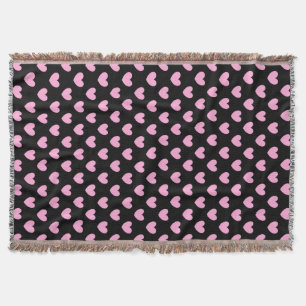 Roze katoenen suikerspin polka stippen op zwart deken