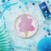 Roze katoenhoudend Snoep Birthday Party Waterverf Papieren Bordje (Feest)