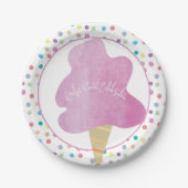 Roze katoenhoudend Snoep Birthday Party Waterverf Papieren Bordje (Voorkant)