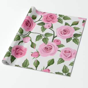 Roze katoenhoudende Rozen Snoepjes Patroon ompakke Cadeaupapier