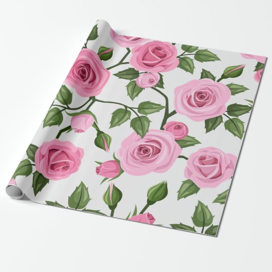 Roze katoenhoudende Rozen Snoepjes Patroon ompakke Cadeaupapier (Uitgerold)