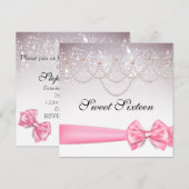 Roze katoenhoudende Snoepjes Sparkles Sweet Sixtee Kaart (Voorkant / Achterkant)